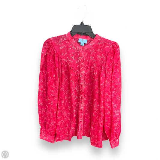 Blouse Long Sleeve By Cece In Pink, Size: L
