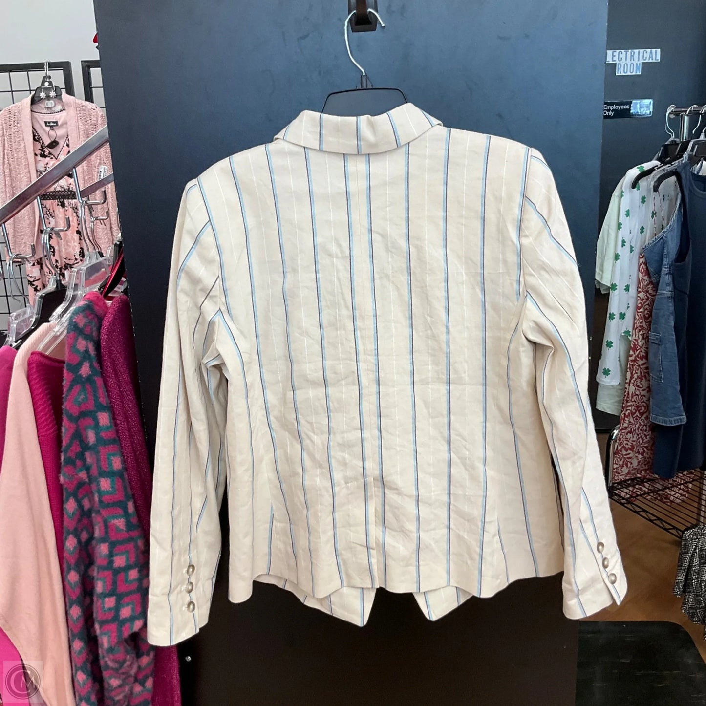 Blazer By Loft In Striped Pattern, Size: L