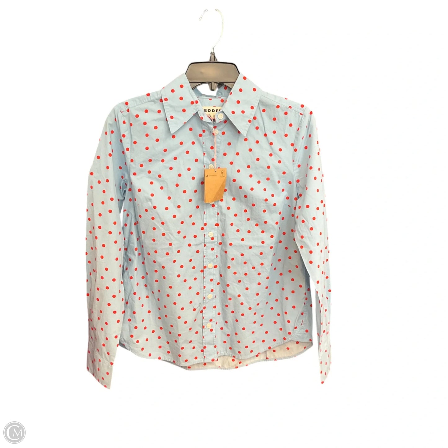 Blouse Long Sleeve By Boden In Polkadot Pattern, Size: S