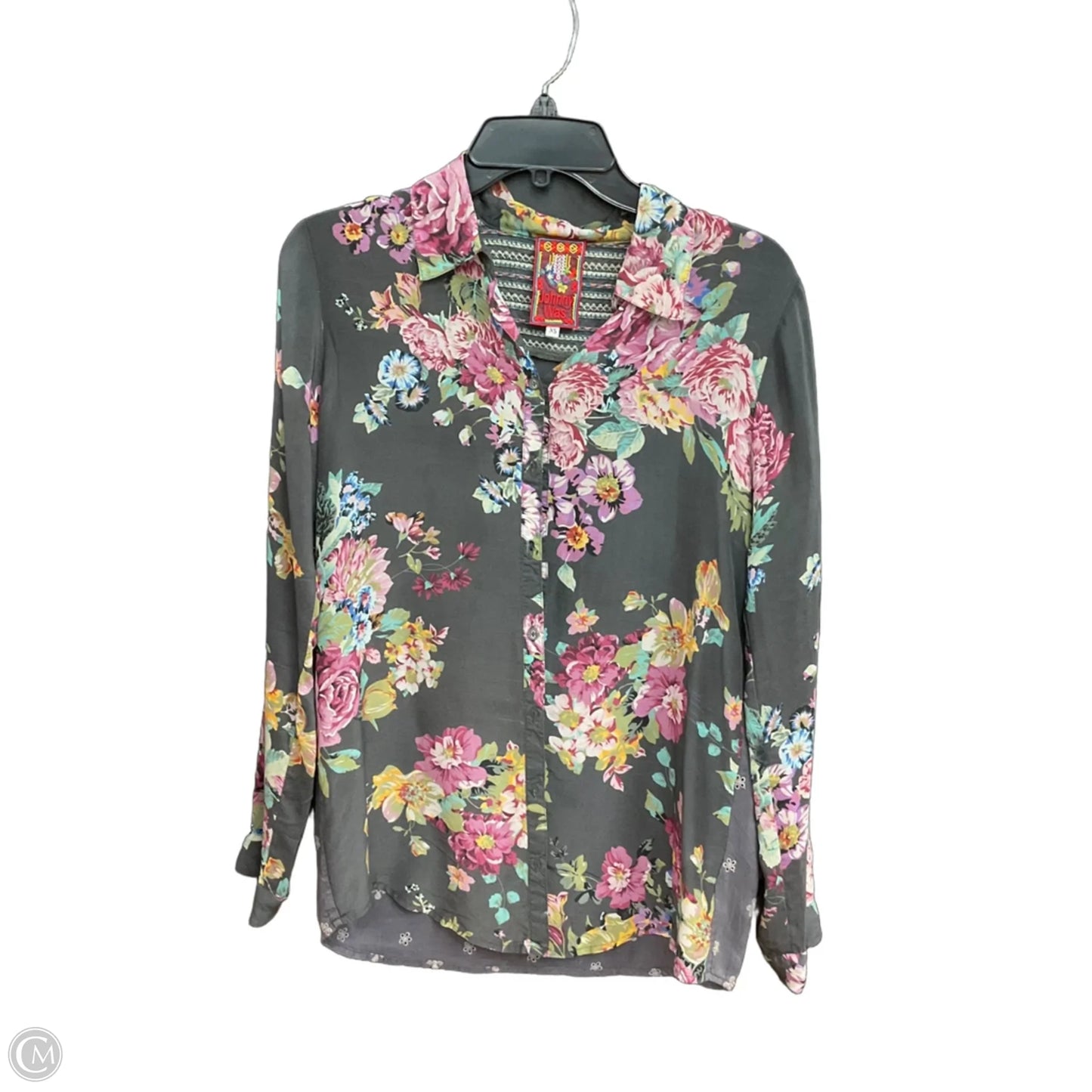 Blouse Long Sleeve By Johnny Was In Floral Print, Size: Xs