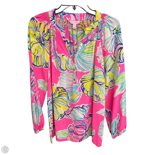 Top Long Sleeve Designer By Lilly Pulitzer In Pink & Purple, Size: M