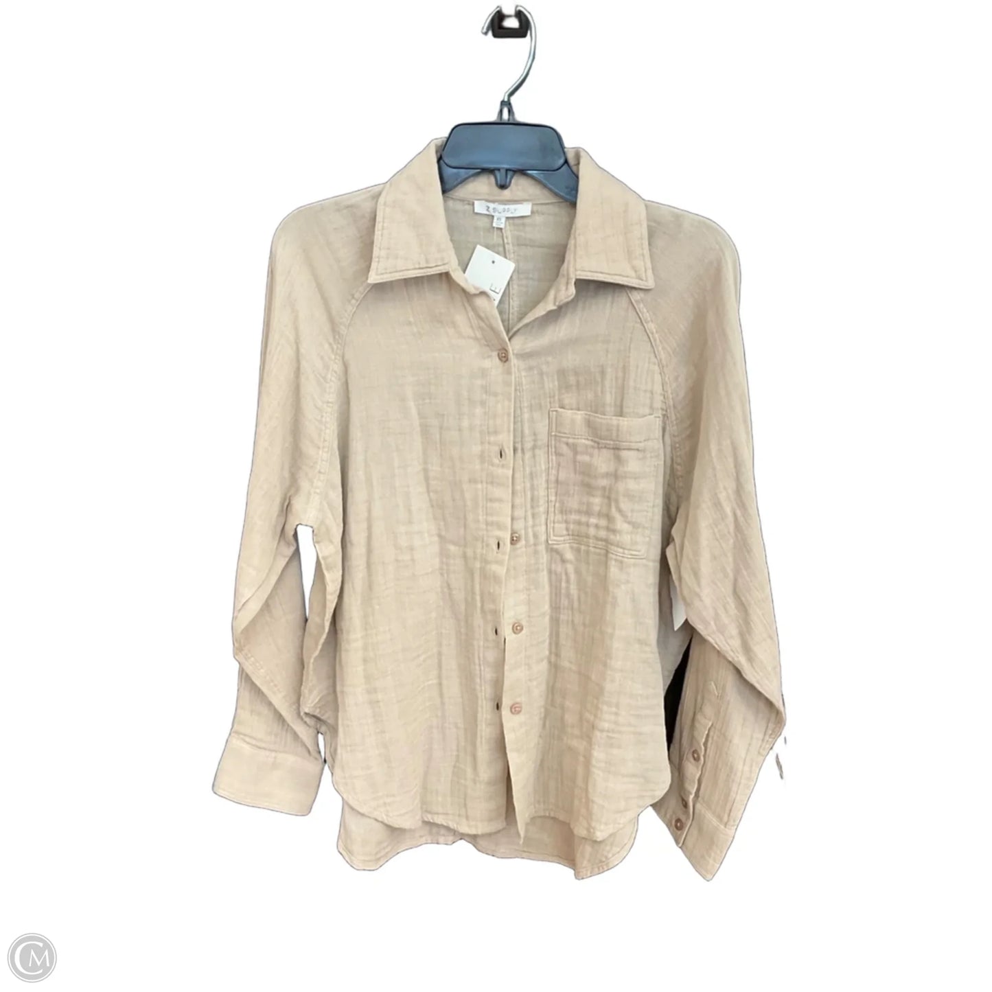 Blouse Long Sleeve By Evereve In Tan, Size: Xs
