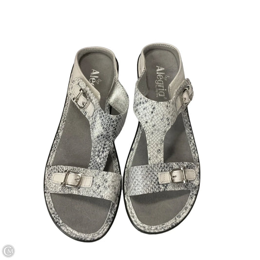 Sandals Heels Wedge By Alegria In Silver & White, Size: 9