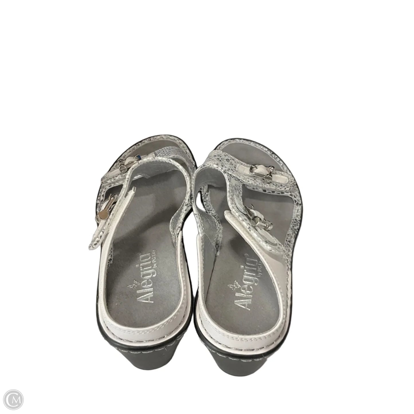 Sandals Heels Wedge By Alegria In Silver & White, Size: 9