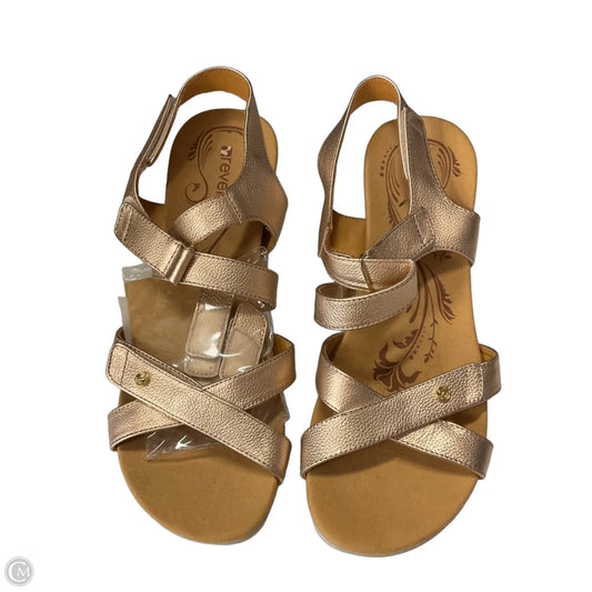 Sandals Heels Wedge By Clothes Mentor In Rose Gold, Size: 10