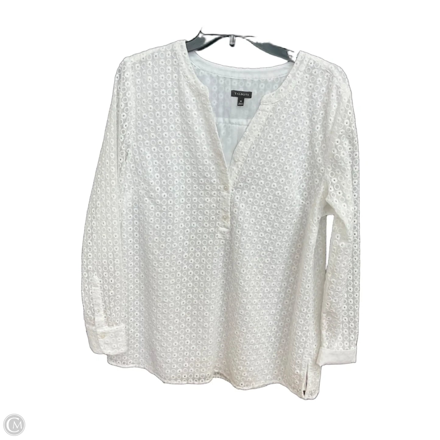 Top Long Sleeve By Talbots In White, Size: M