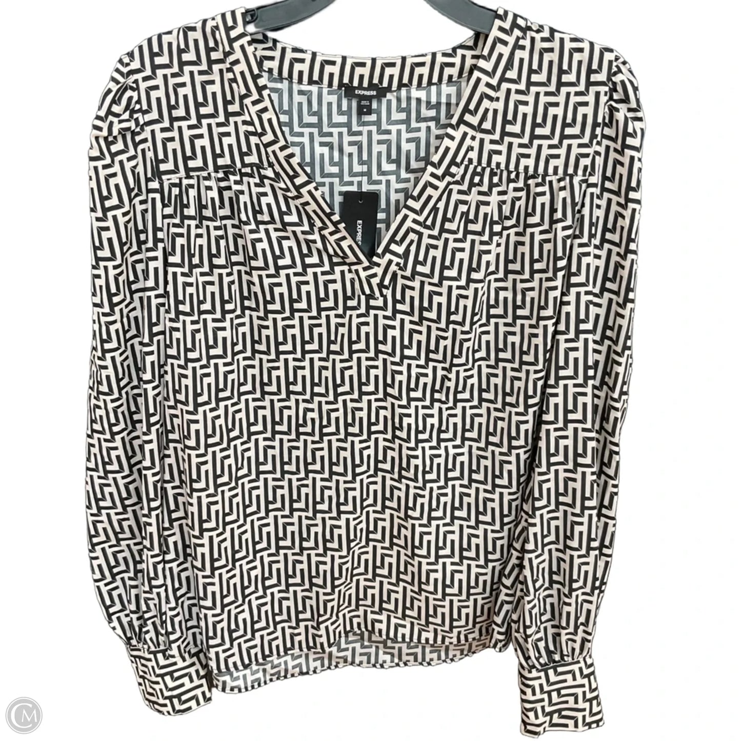 Top Long Sleeve By Express In Geometric Pattern, Size: M