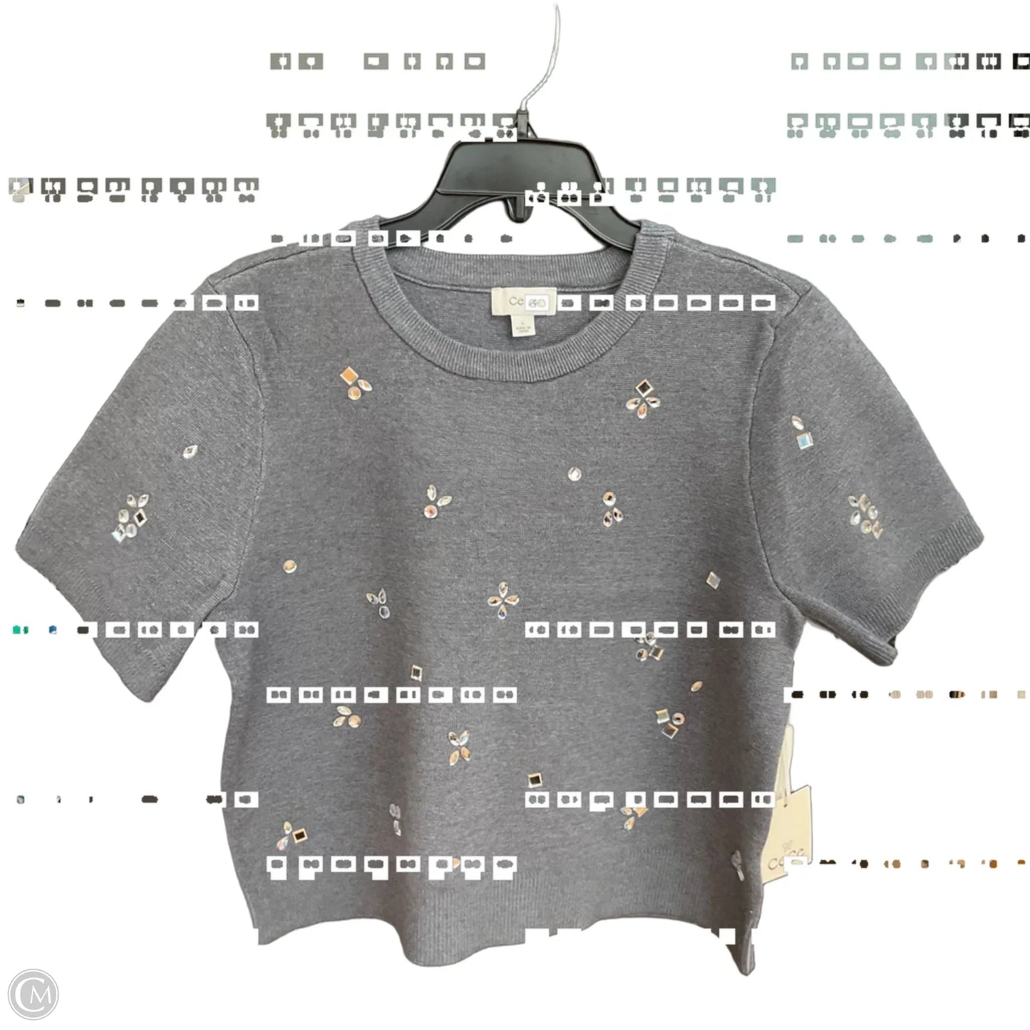 Top Short Sleeve By Cece In Grey, Size: L