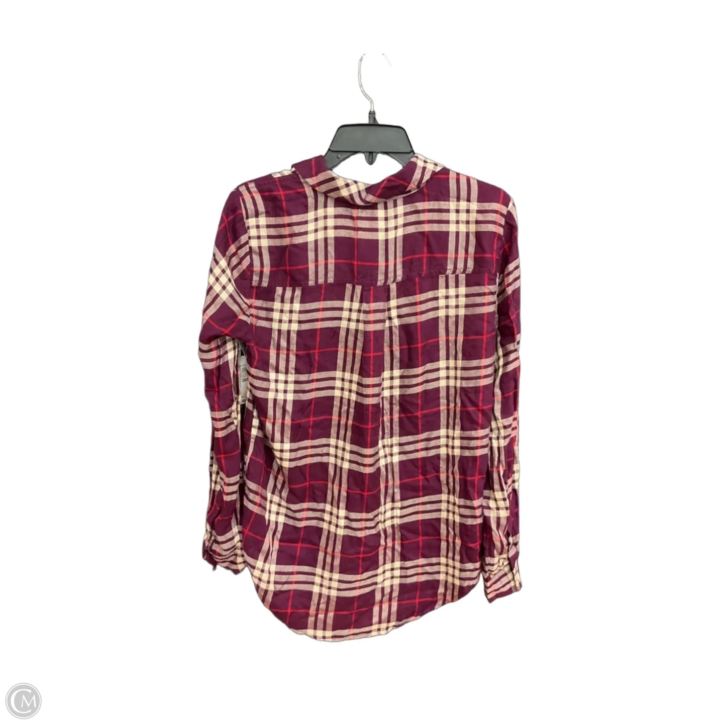 Blouse Long Sleeve By Style And Company In Plaid Pattern, Size: S