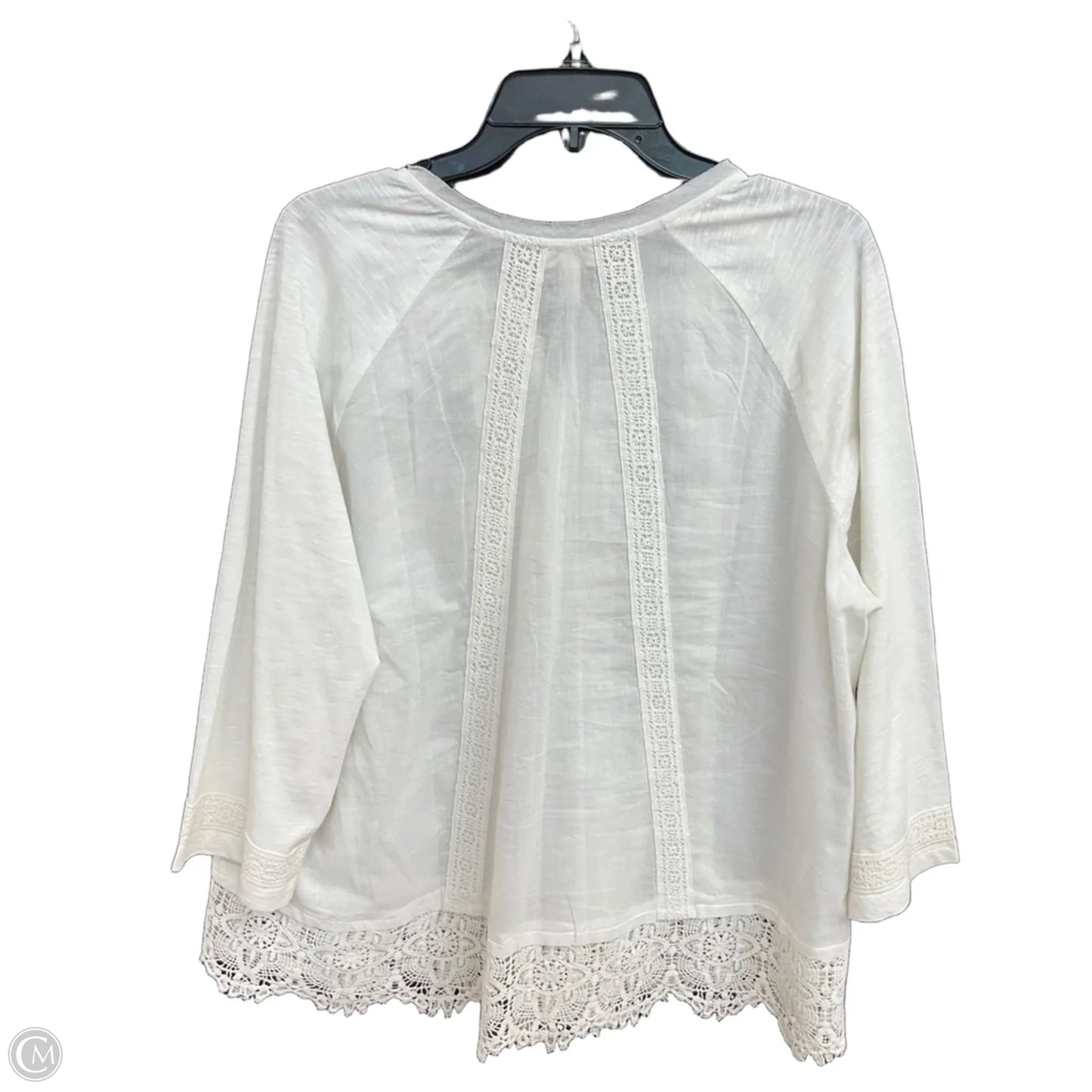 Blouse 3/4 Sleeve By Logo In White, Size: L