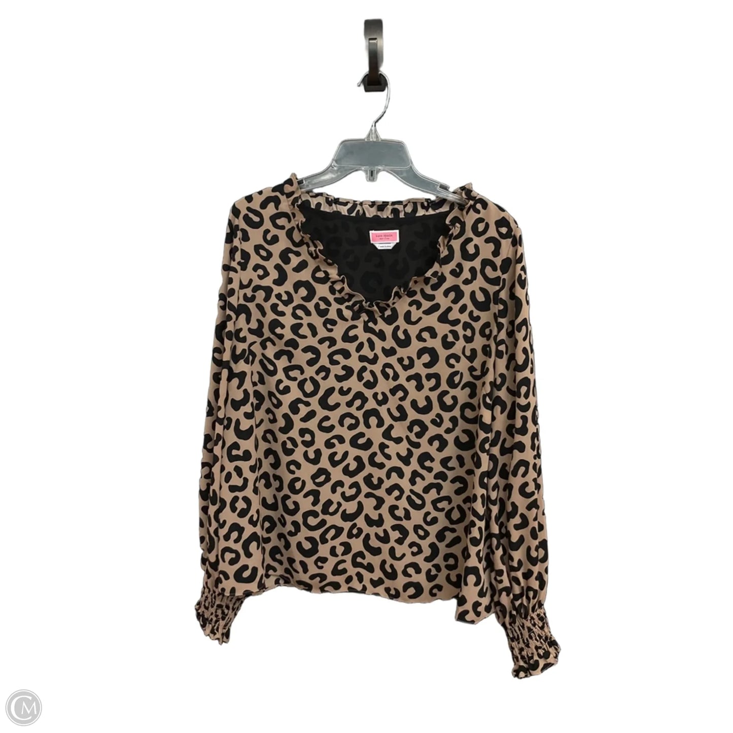 Top Long Sleeve Designer By Kate Spade In Animal Print, Size: L