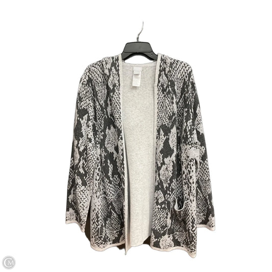 Sweater Cardigan By Chicos In Black & Grey, Size: Xl