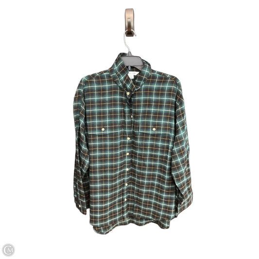 Blouse Long Sleeve By Old Navy In Plaid Pattern, Size: Xl
