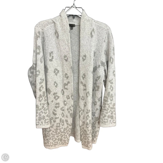 Sweater Cardigan By Talbots In Grey & White, Size: Xl
