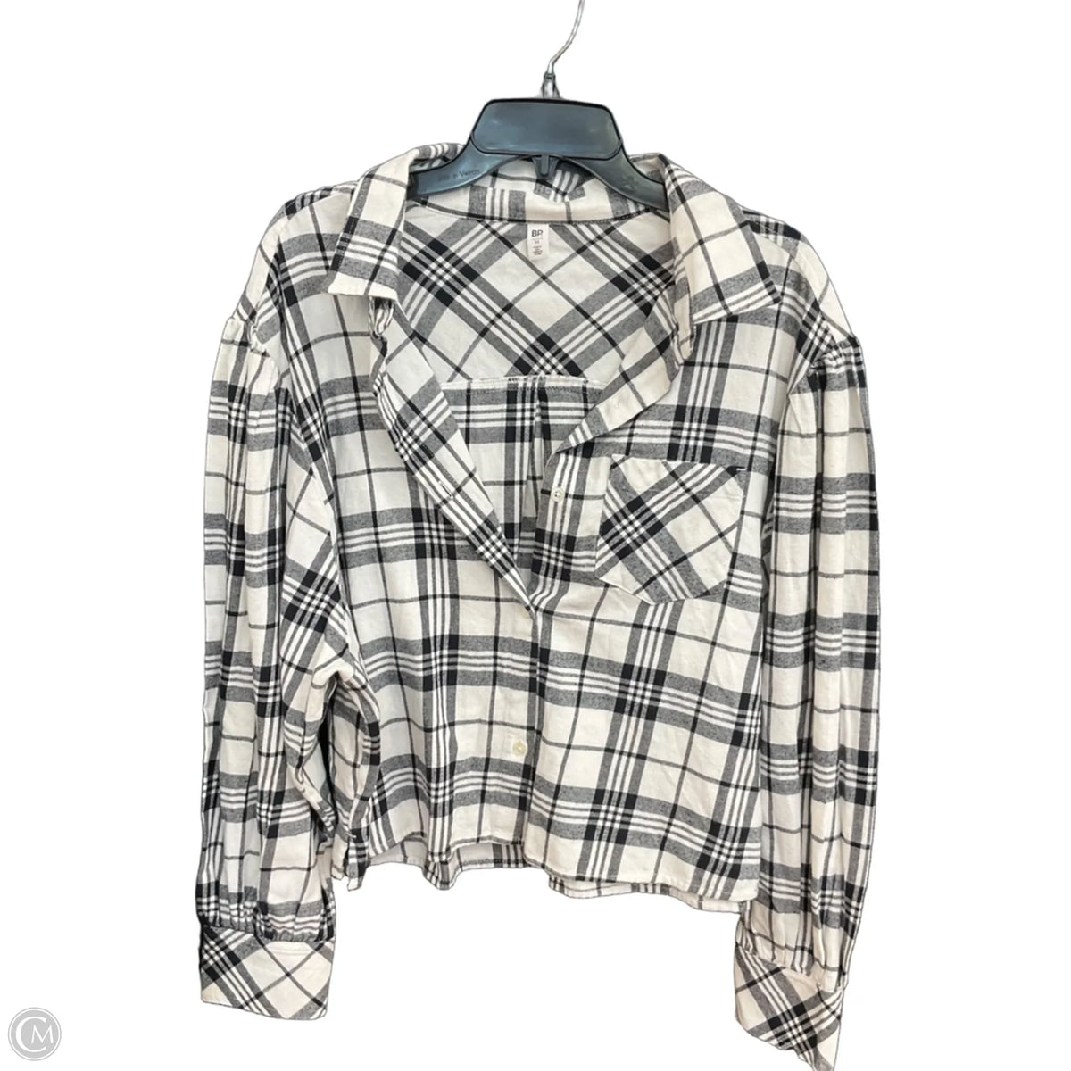 Blouse Long Sleeve By Bp In Plaid Pattern, Size: M