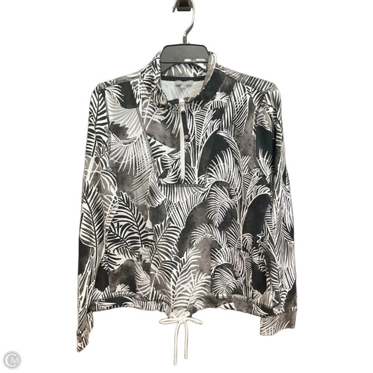 Athletic Top Long Sleeve Collar By Talbots In Grey & White, Size: M