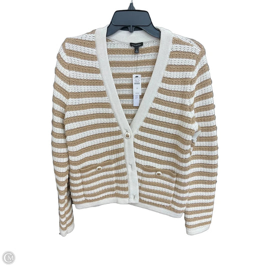 Sweater Cardigan By Talbots In Striped Pattern, Size: M