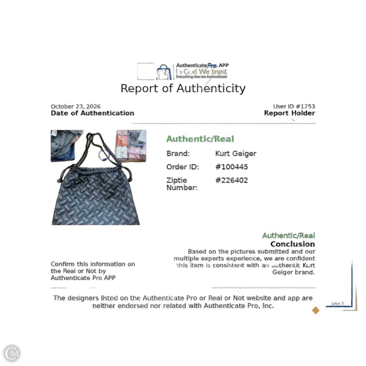Handbag Designer By Kurt Geiger, Size: Large