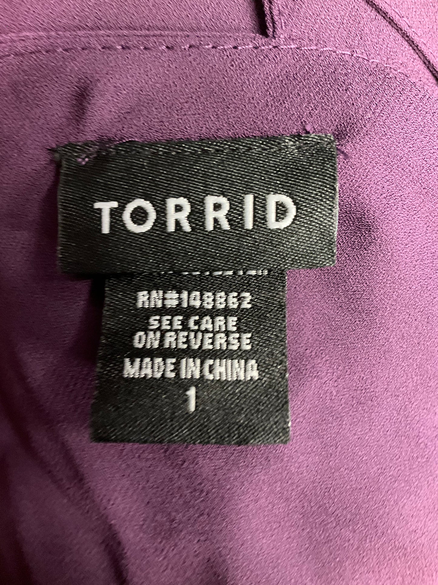 Purple Top Sleeveless Torrid, Size 1