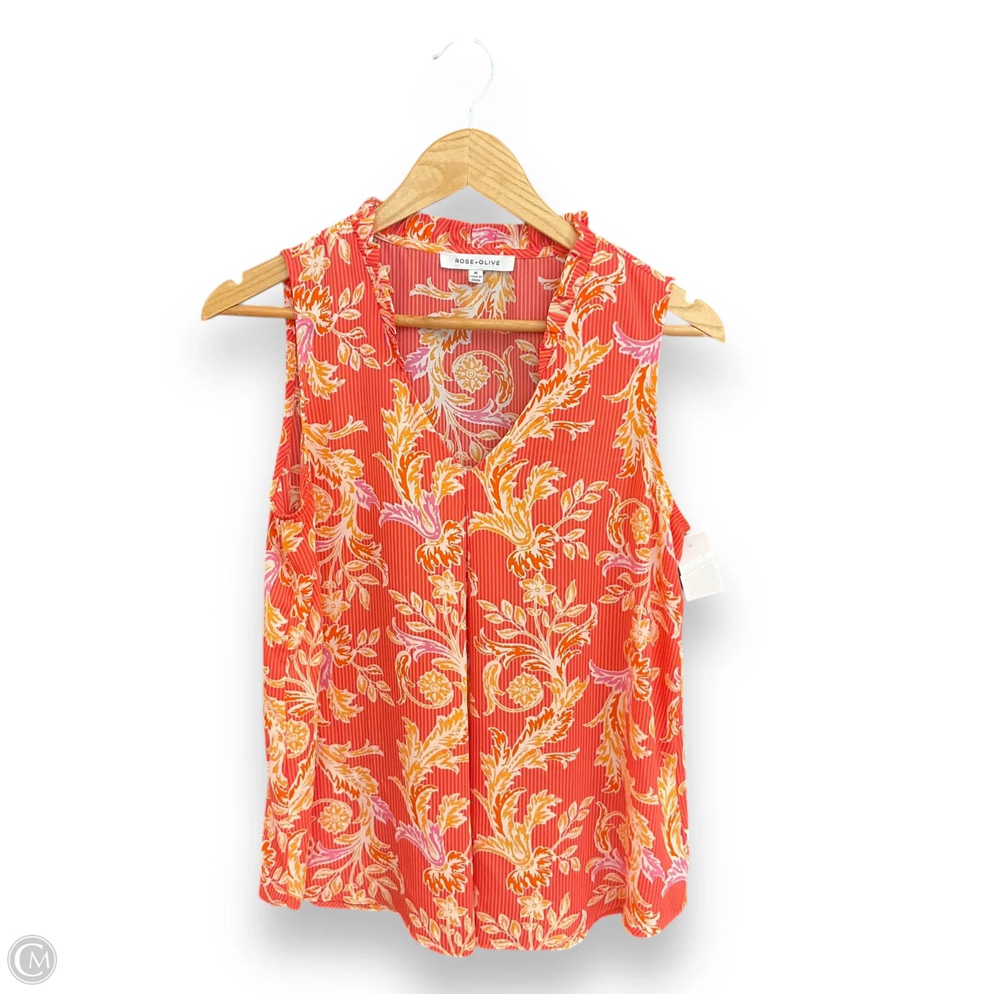 Top Sleeveless By Rose And Olive In Orange & Pink, Size: M