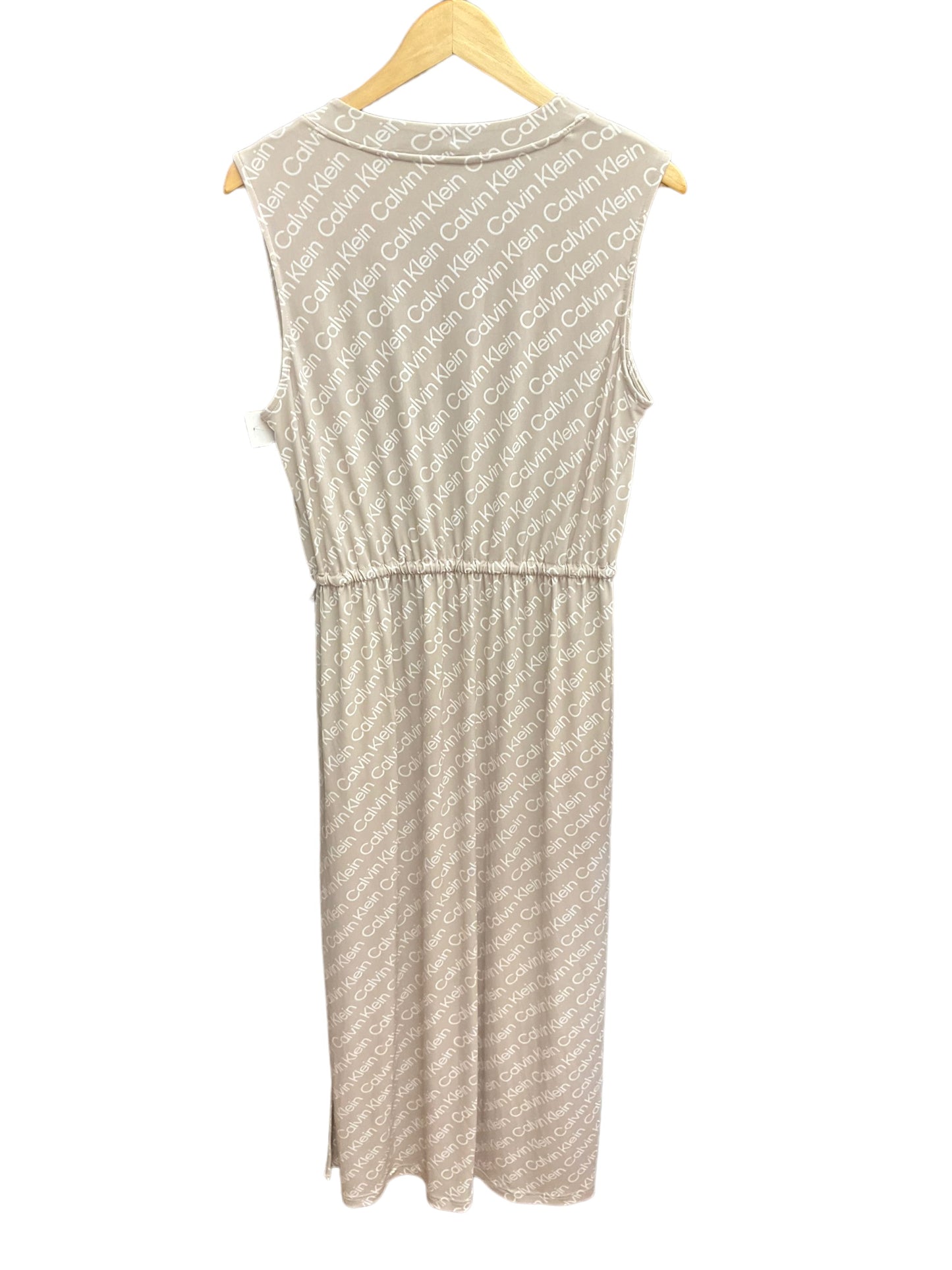 Tan & White Dress Casual Maxi Calvin Klein, Size M