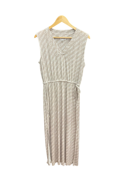 Tan & White Dress Casual Maxi Calvin Klein, Size M