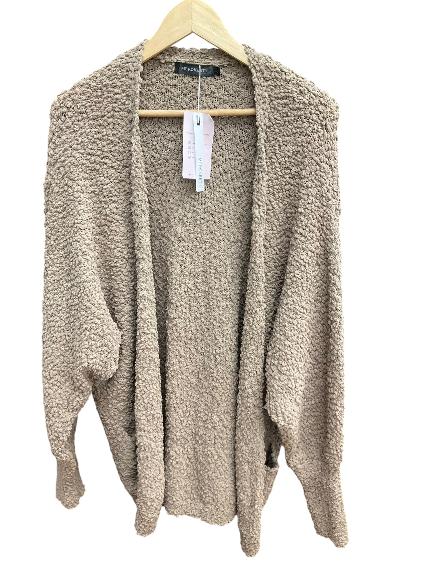 Sweater Cardigan By Clothes Mentor In Taupe, Size: L