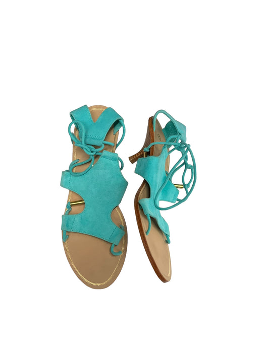 Aqua Sandals Heels Kitten Trina Turk, Size 7.5