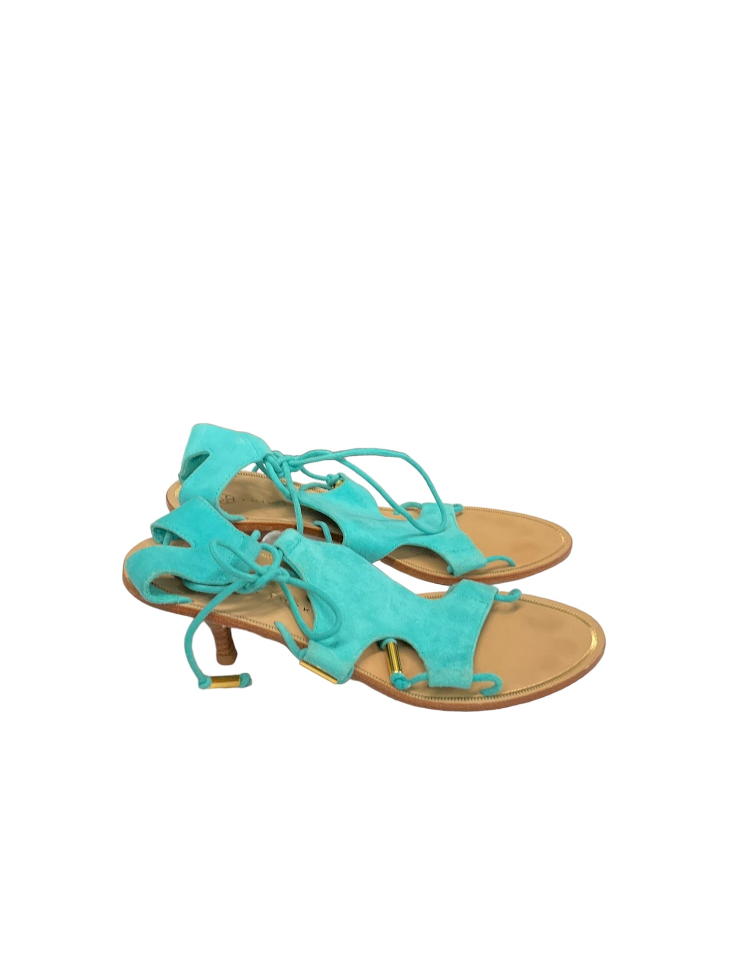 Aqua Sandals Heels Kitten Trina Turk, Size 7.5