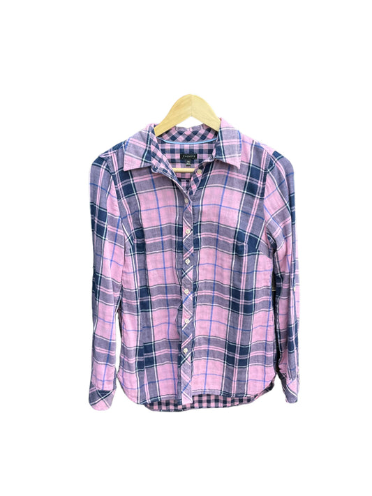 Blouse Long Sleeve By Talbots In Plaid Pattern, Size: Xs