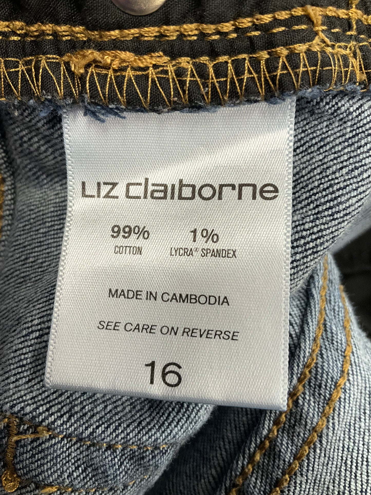 Jeans Straight By Liz Claiborne In Blue Denim, Size: 16