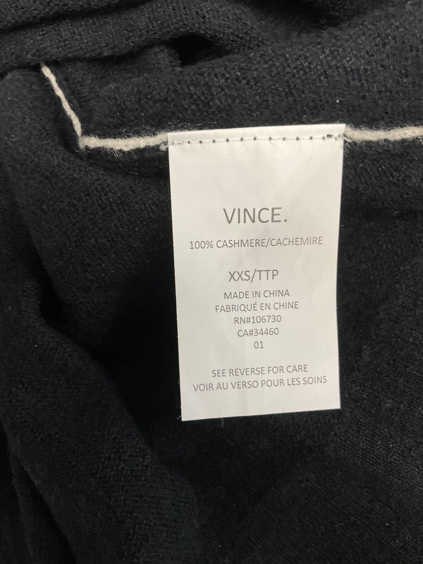 Sweater Cashmere By Vince In Black & White, Size: Xxs