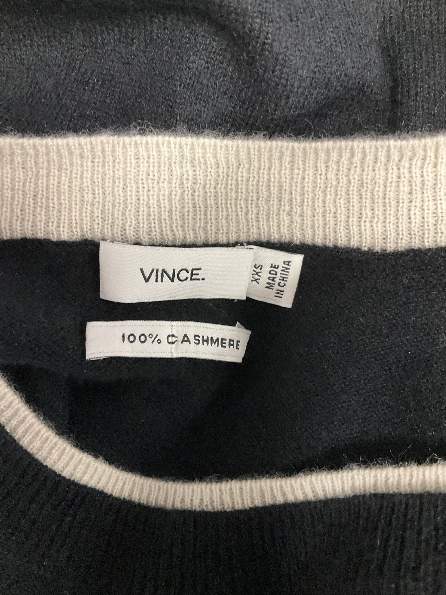 Sweater Cashmere By Vince In Black & White, Size: Xxs