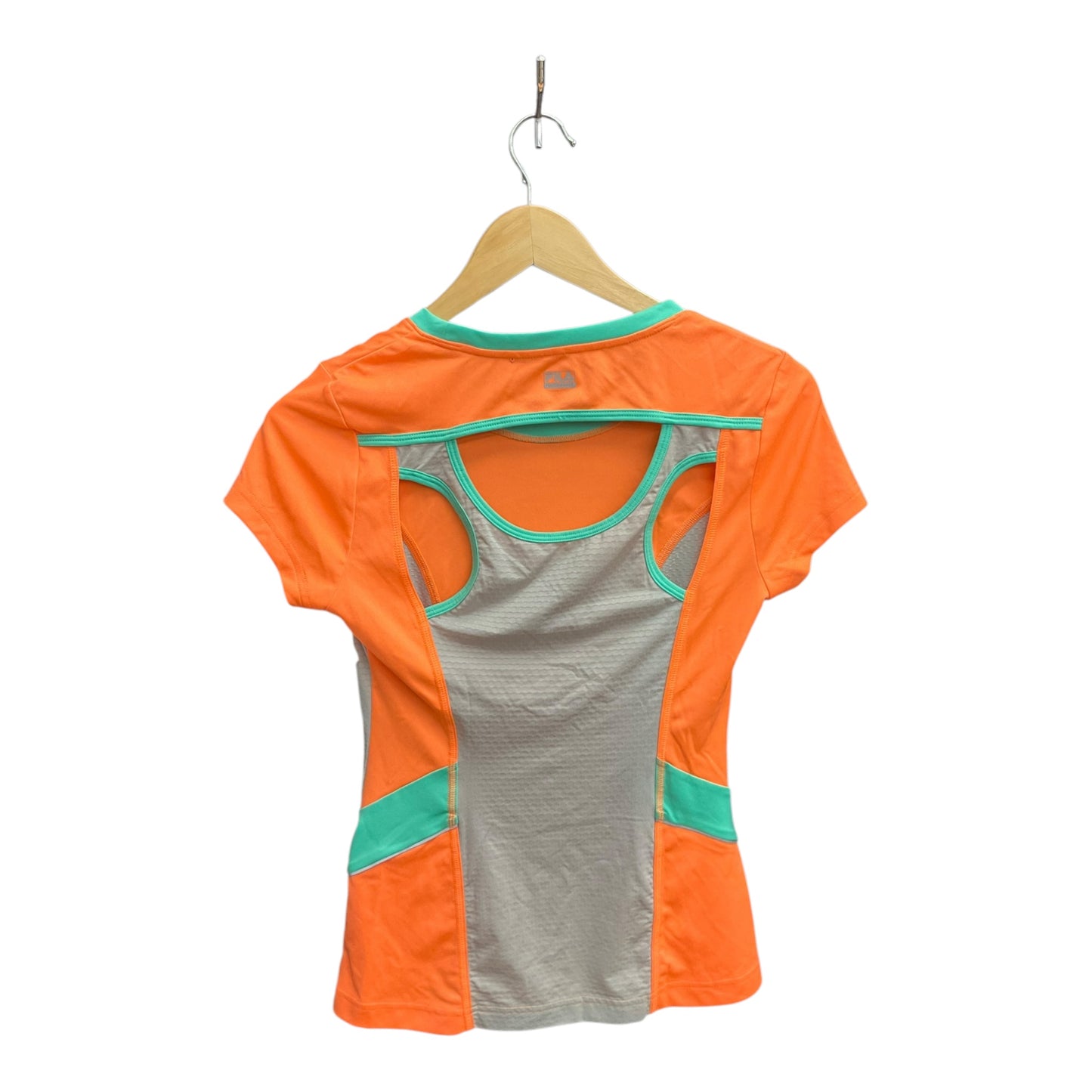 Athletic Top Short Sleeve By Fila In Orange, Size: Xs