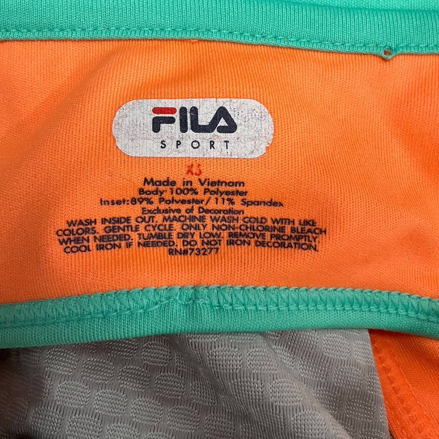 Athletic Top Short Sleeve By Fila In Orange, Size: Xs