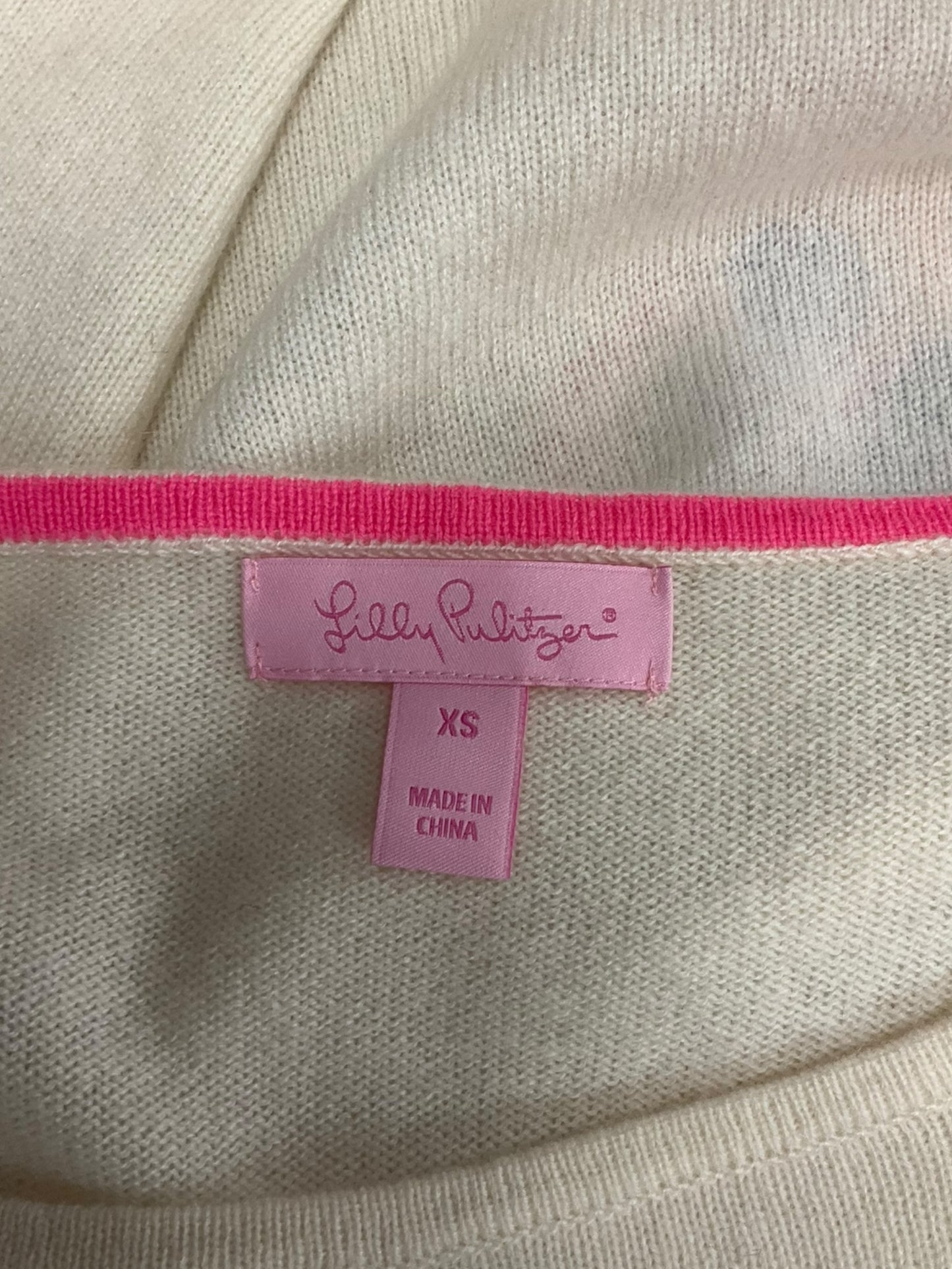 Sweater By Lilly Pulitzer In Cream & Pink, Size: Xs