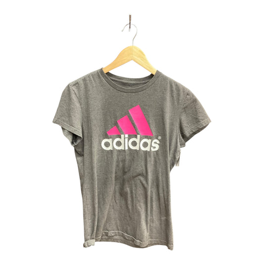 Athletic Top Short Sleeve By Adidas In Grey, Size: M