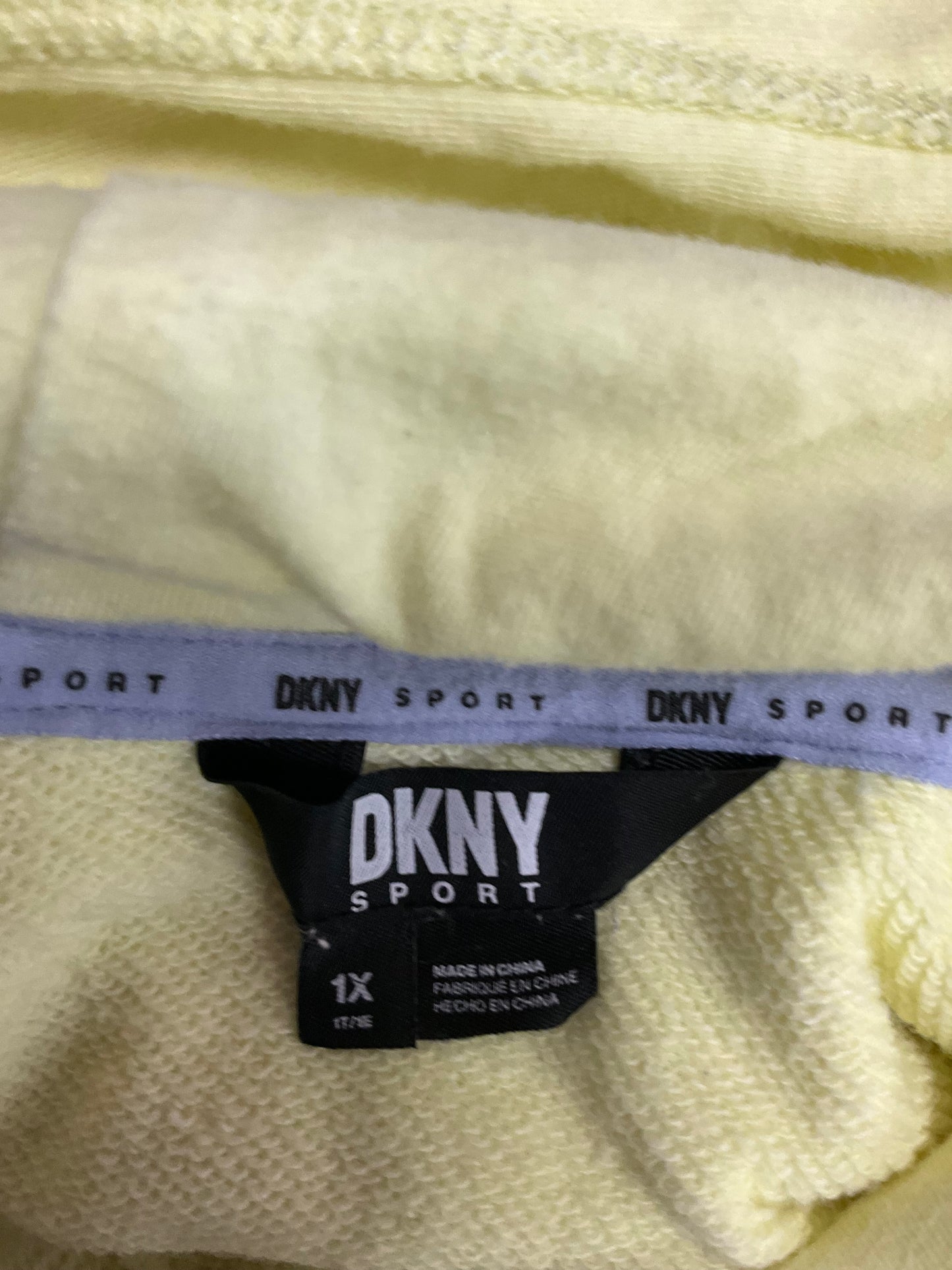 Athletic Sweatshirt Hoodie By Dkny In Yellow, Size: 1x