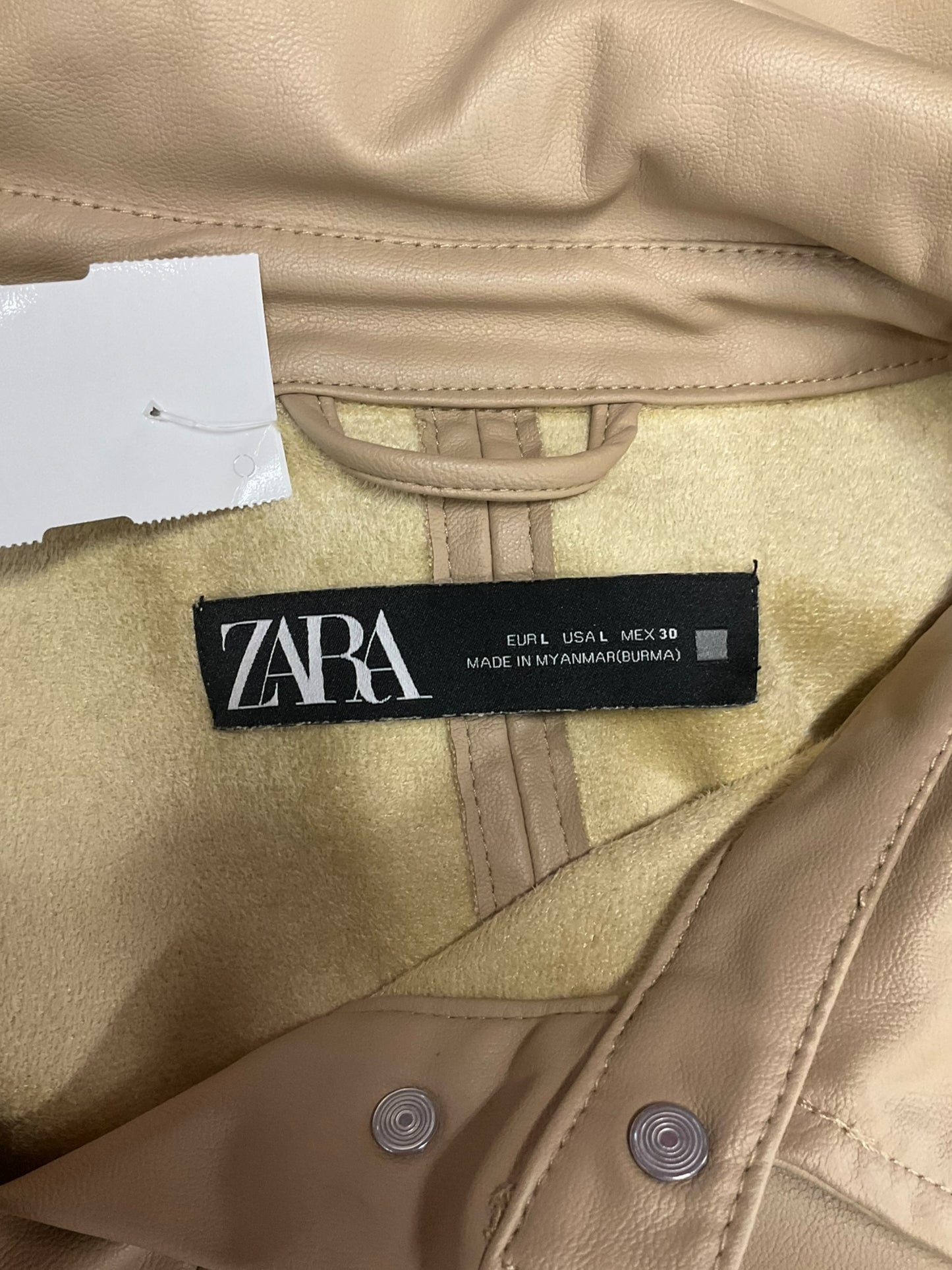 Jacket Moto By Zara In Tan, Size: L