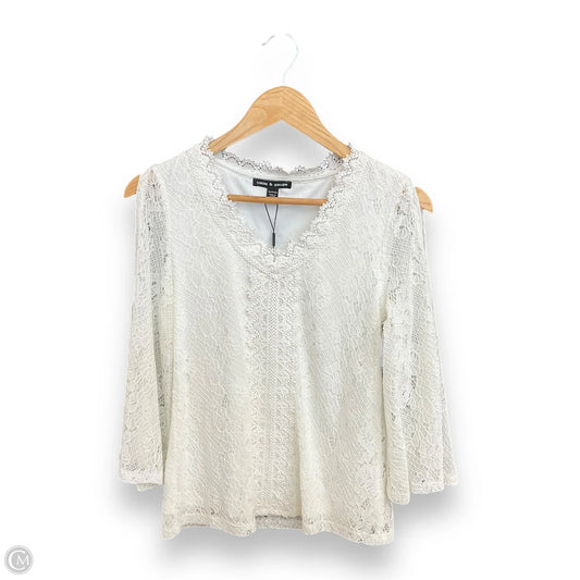 Top 3/4 Sleeve By Cable And Gauge In Cream, Size: Xs