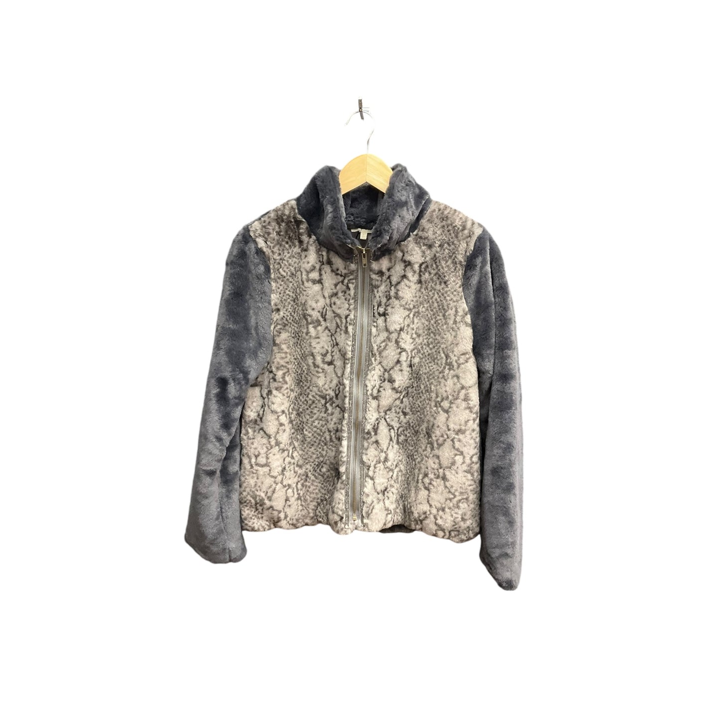 Jacket Faux Fur & Sherpa By Clothes Mentor In Grey, Size: L