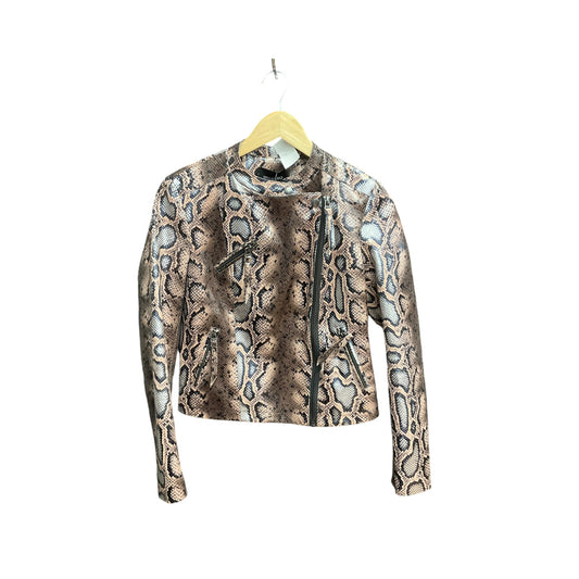 Jacket Moto By Clothes Mentor In Snakeskin Print, Size: S