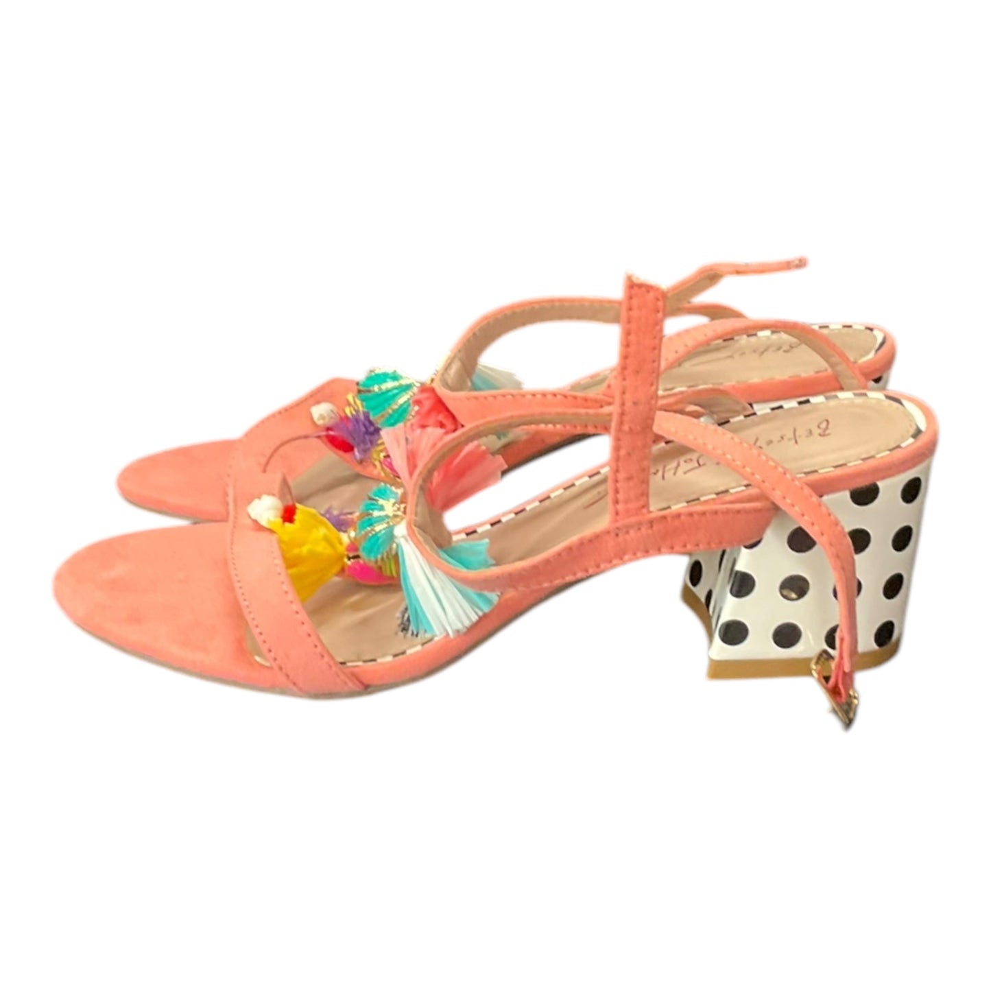 Sandals Heels Block By Betsey Johnson In Orange, Size: 7.5