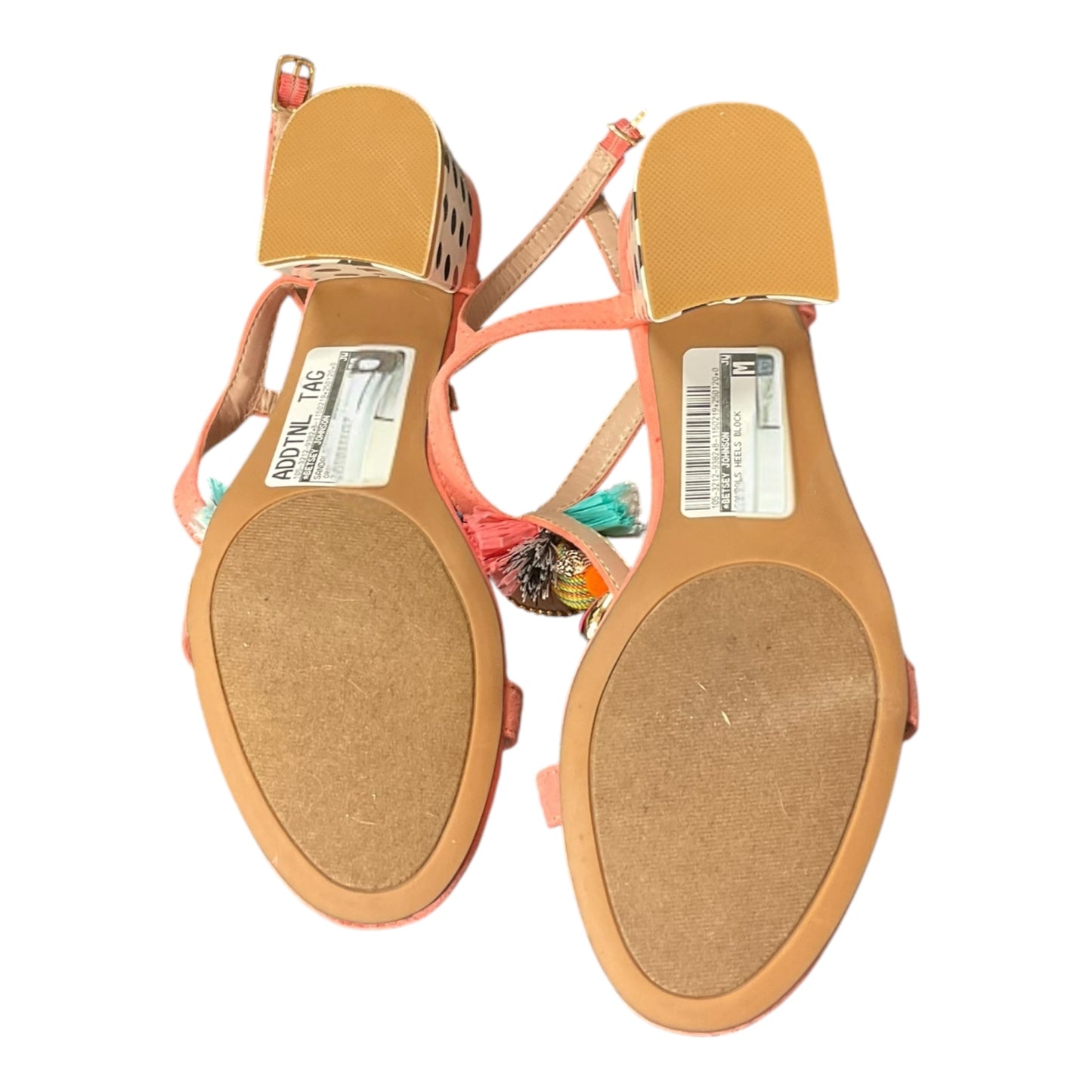 Sandals Heels Block By Betsey Johnson In Orange, Size: 7.5