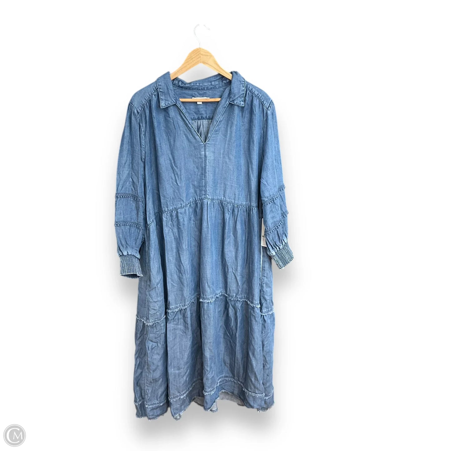 Dress Casual Midi By Chicos In Blue Denim, Size: 4