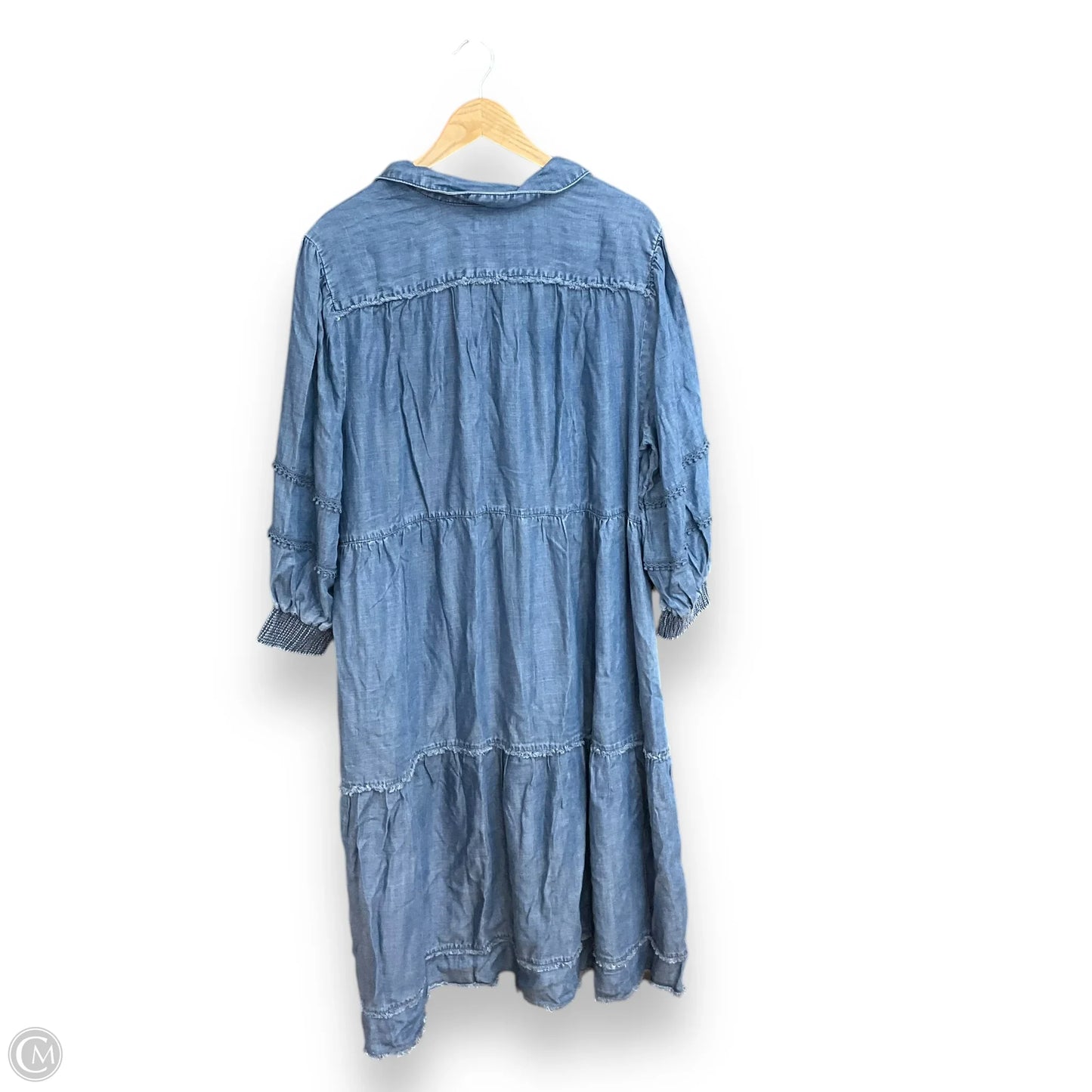 Dress Casual Midi By Chicos In Blue Denim, Size: 4