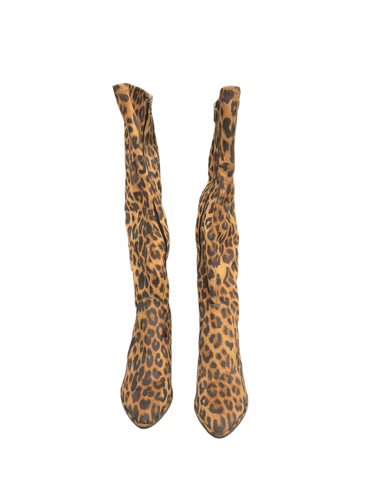 Animal Print Boots Knee Heels Marc Fisher, Size 9