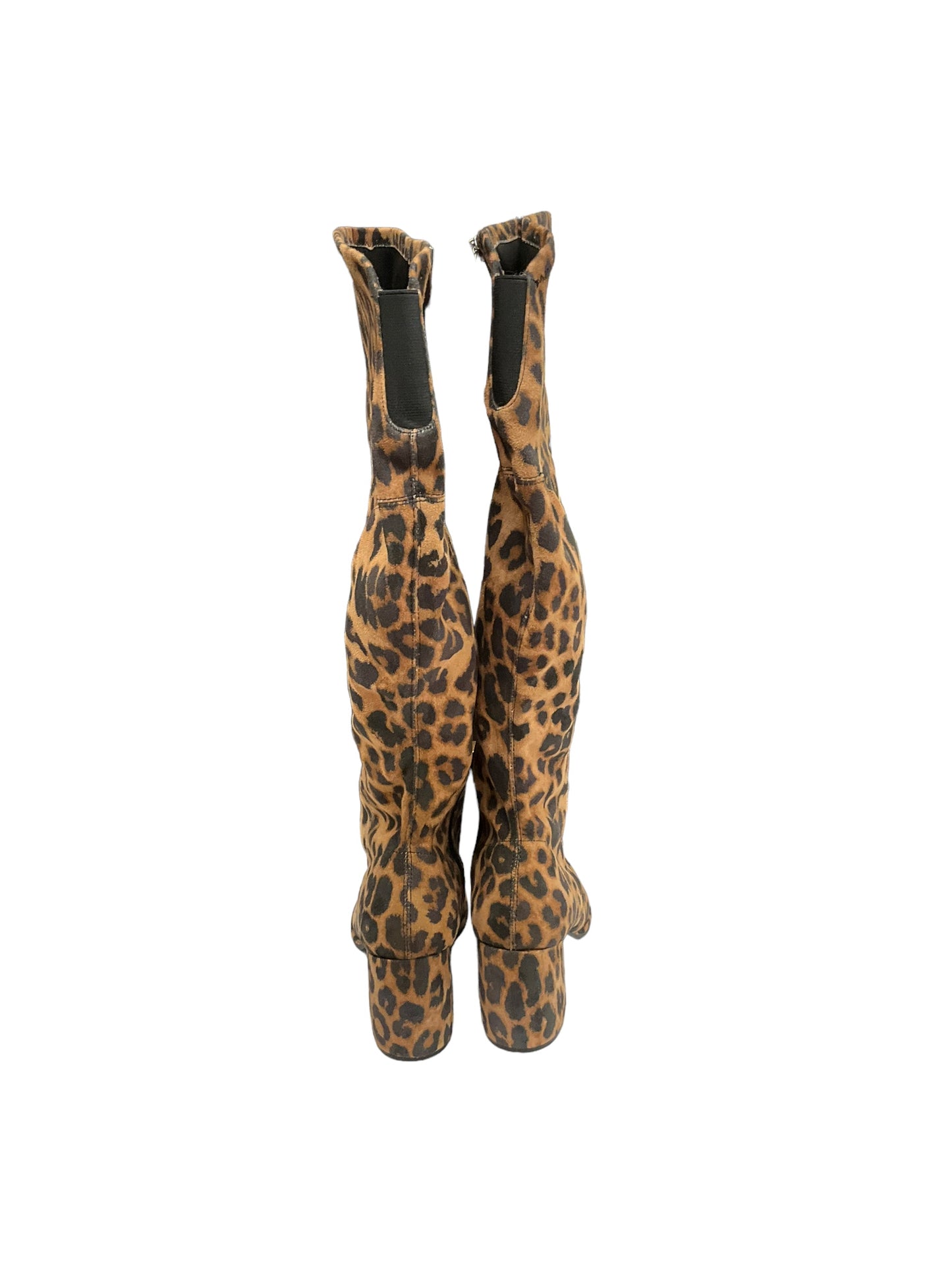 Animal Print Boots Knee Heels Marc Fisher, Size 9