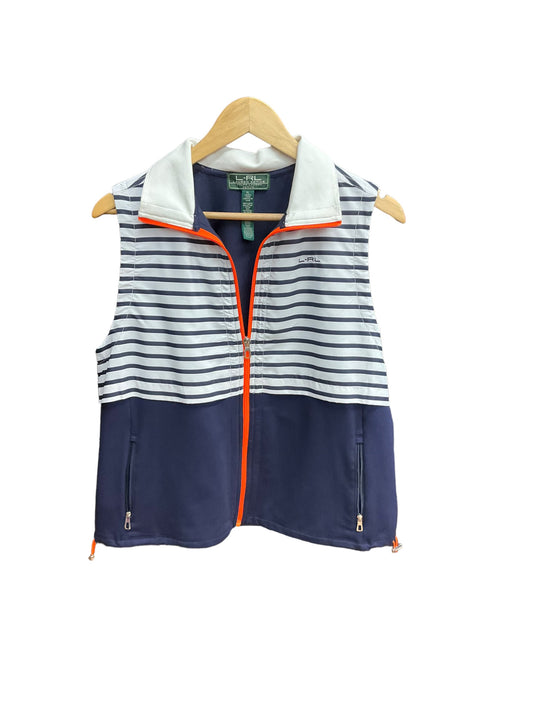 Striped Pattern Athletic Jacket Lauren By Ralph Lauren, Size Petite L