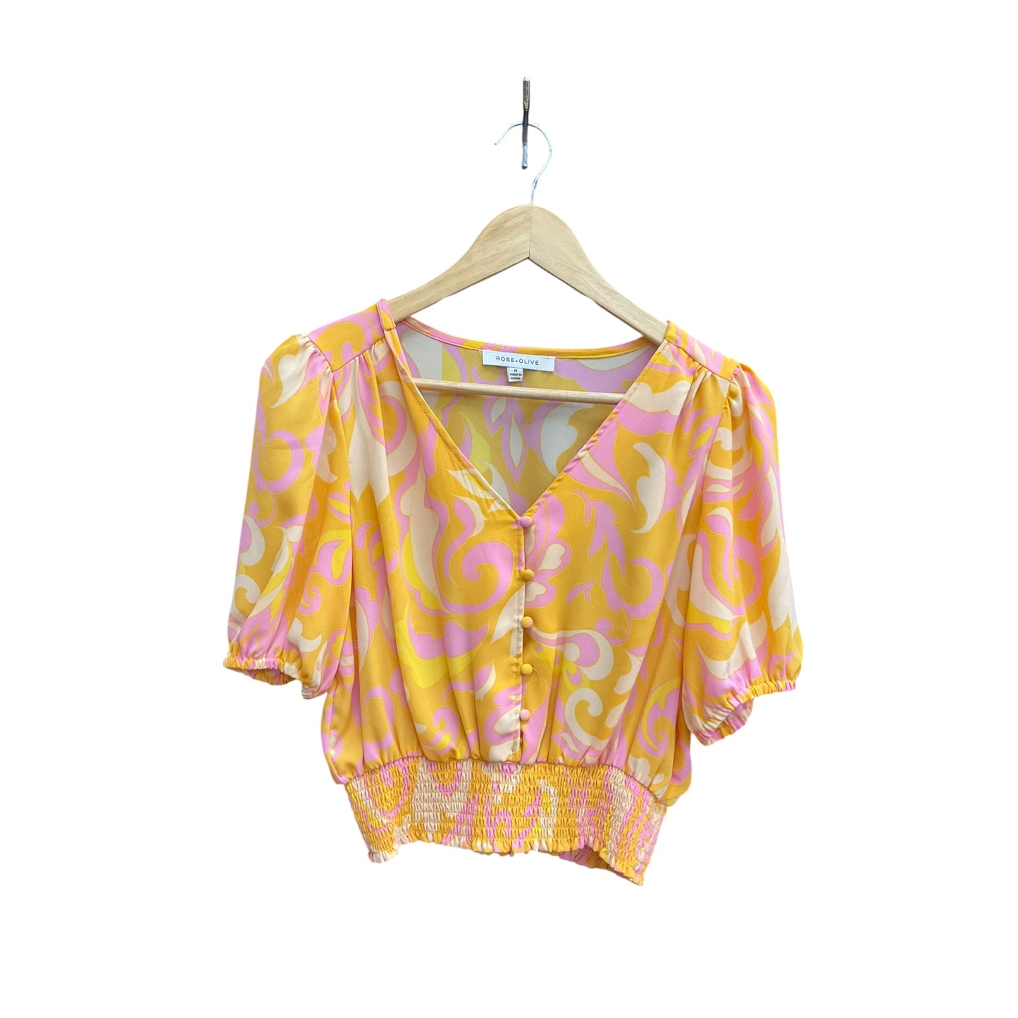 Top Short Sleeve By Rose And Olive In Orange & Pink, Size: M